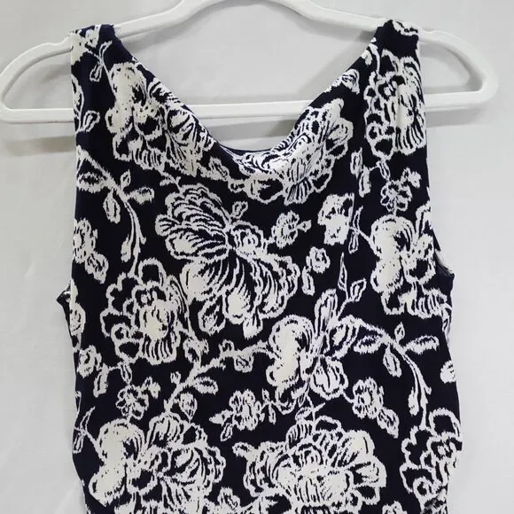 Lauren Ralph Lauren Dress Women’s Size 10 Ruched Navy White Floral Formal Spring - Picture 15 of 16